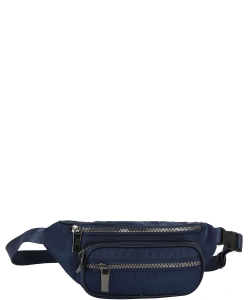 Uni Sex 3-Zippers Nylon Waist Bag GLMA-0110 NAVY